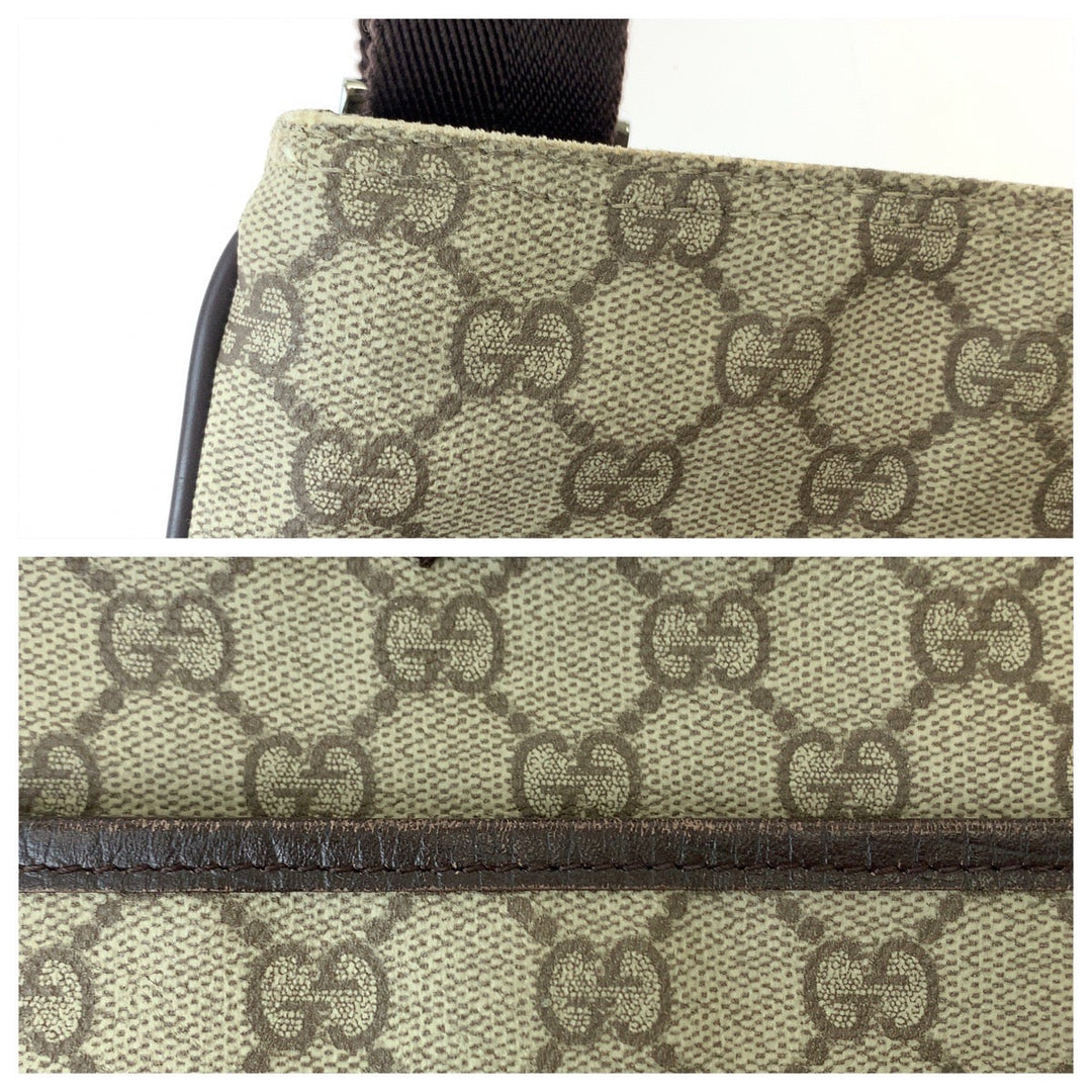 GUCCI Shoulder Bag 141626 GG Supreme Canvas Beige Brown SilverMetal Crossbody Shoulder Bag Messenger Bag mens Used Authentic
