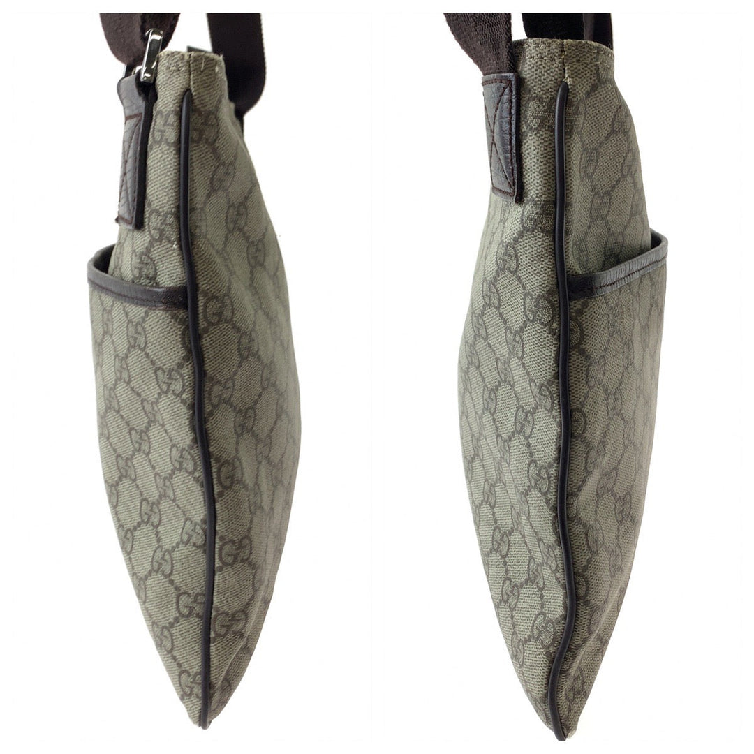 GUCCI Shoulder Bag 141626 GG Supreme Canvas Beige Brown SilverMetal Crossbody Shoulder Bag Messenger Bag mens Used Authentic