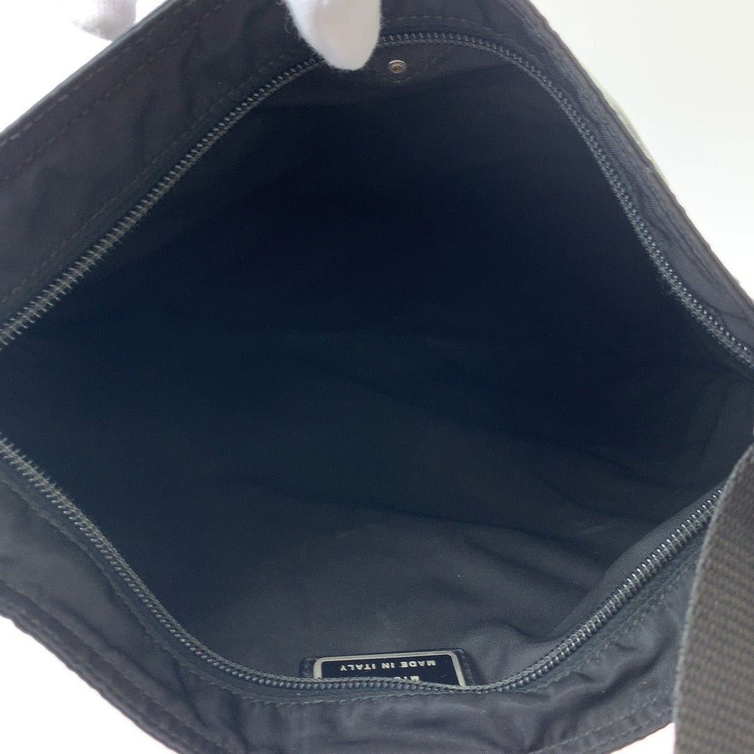 PRADA Shoulder Bag VA0053 Nylon Black Silver Metal Shoulder Bag Crossbody Pochette Unisex Test Triangle With logo Women Used Authentic