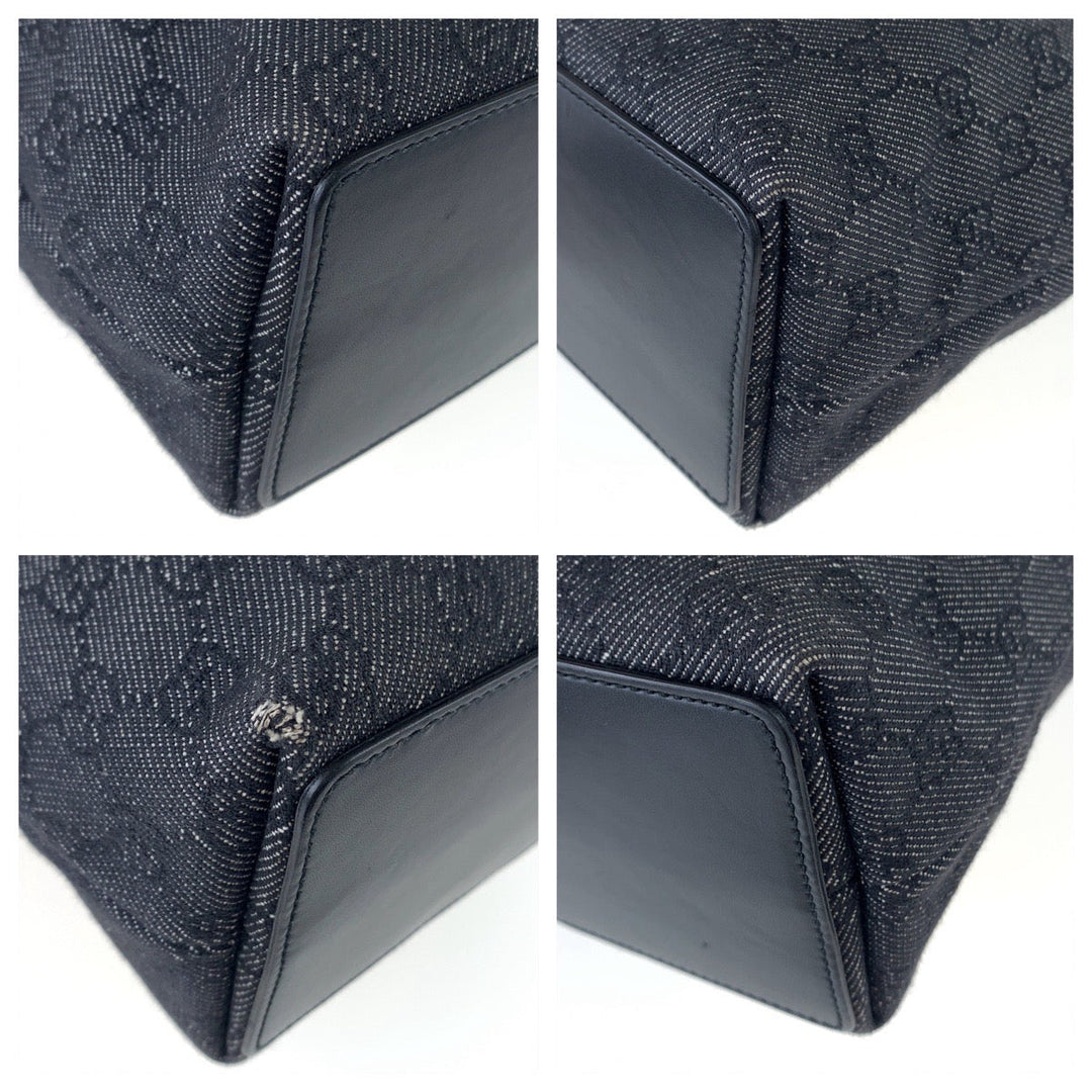 GUCCI Tote Bag 31244 GG canvas Black Silver Metal Tote Bag Shoulder Bag GG pattern Women Used Authentic