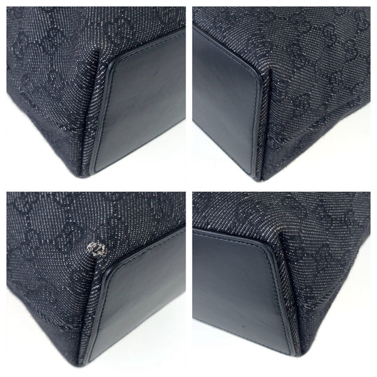 GUCCI Tote Bag 31244 GG canvas Black Silver Metal Tote Bag Shoulder Bag GG pattern Women Used Authentic