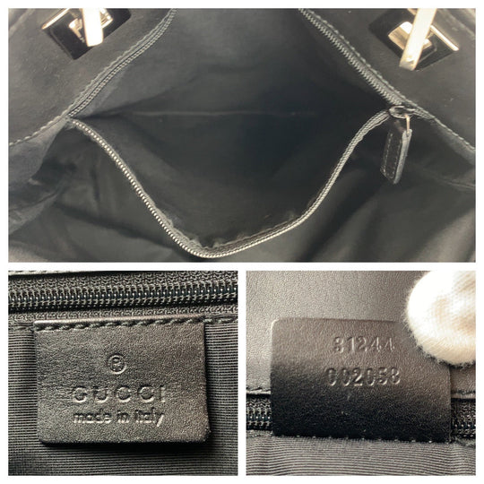 GUCCI Tote Bag 31244 GG canvas Black Silver Metal Tote Bag Shoulder Bag GG pattern Women Used Authentic