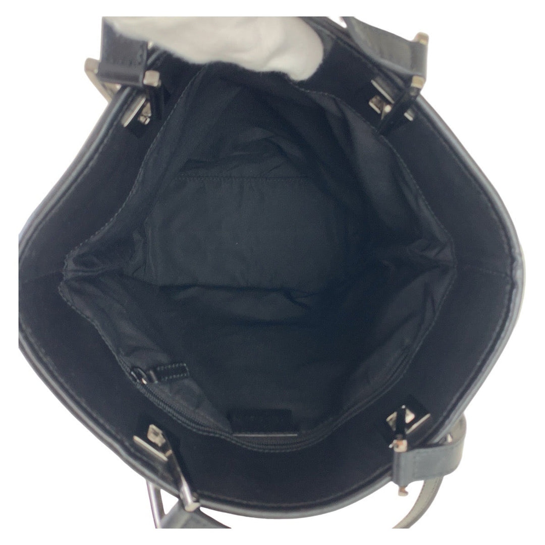 GUCCI Tote Bag 31244 GG canvas Black Silver Metal Tote Bag Shoulder Bag GG pattern Women Used Authentic