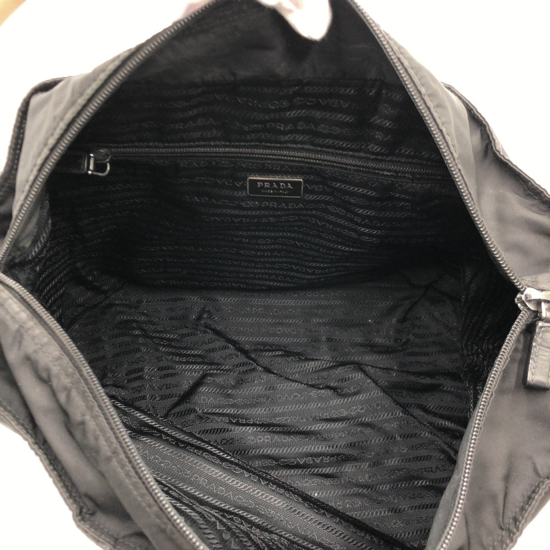 PRADA Tote Bag Nylon Black black Tote Bag handbag Test Triangular logo Women Used Authentic