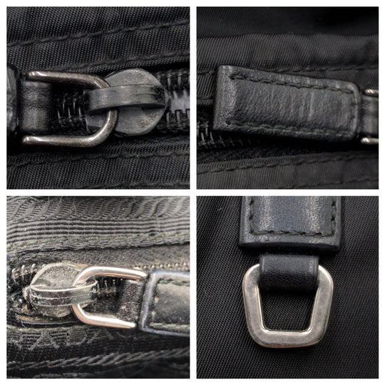 PRADA Tote Bag Nylon Black black Tote Bag handbag Test Triangular logo Women Used Authentic