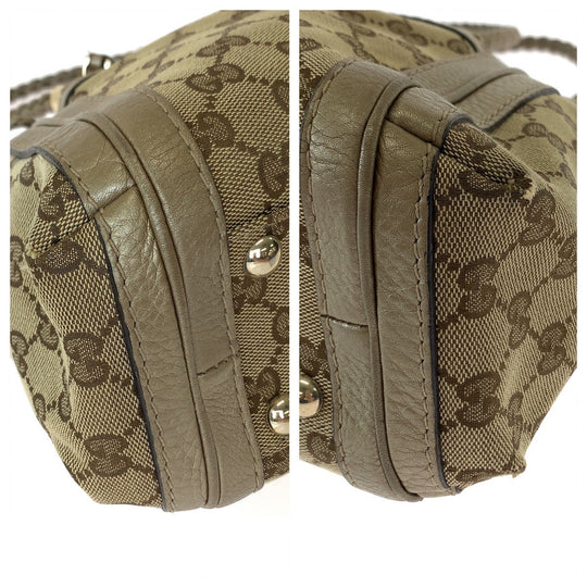 GUCCI Tote Bag 282300 GG canvas Brown Gold Metal Tote Bag handbag Bella Bamboo Ribbon tassel Women Used Authentic