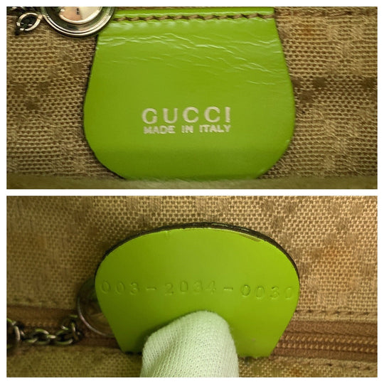 GUCCI Backpack 003 2034 0030 leather Light Green Brown SilverMetal Mini Backpack Backpack Bamboo Women Used Authentic