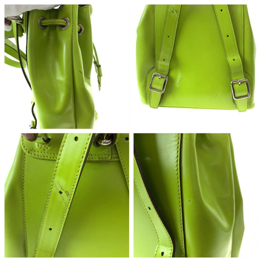 GUCCI Backpack 003 2034 0030 leather Light Green Brown SilverMetal Mini Backpack Backpack Bamboo Women Used Authentic