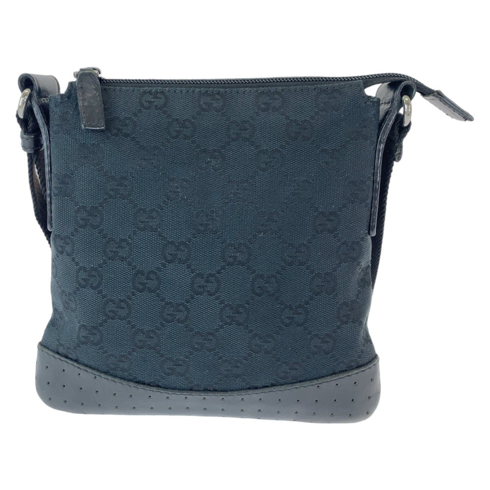 GUCCI Shoulder Bag 147671 GG canvas Black SilverMetal Crossbody Shoulder Bag Messenger Bag Women Used Authentic