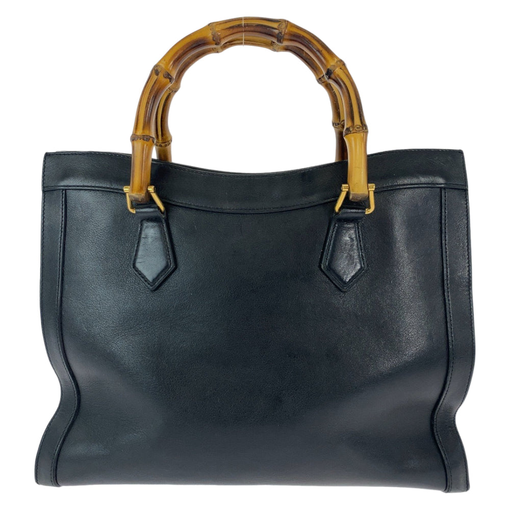 GUCCI Tote Bag 655658 leather Black GoldMetal Tote Bag Shoulder Bag Handbag 2way Bamboo Diana Women Used Authentic