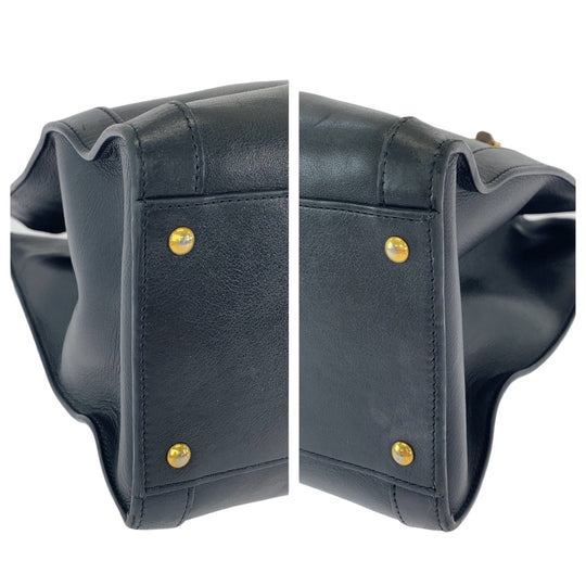 GUCCI Tote Bag 655658 leather Black GoldMetal Tote Bag Shoulder Bag Handbag 2way Bamboo Diana Women Used Authentic
