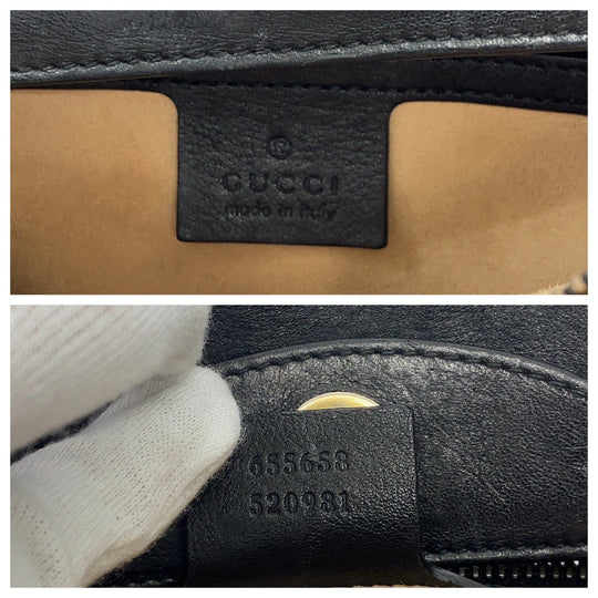 GUCCI Tote Bag 655658 leather Black GoldMetal Tote Bag Shoulder Bag Handbag 2way Bamboo Diana Women Used Authentic