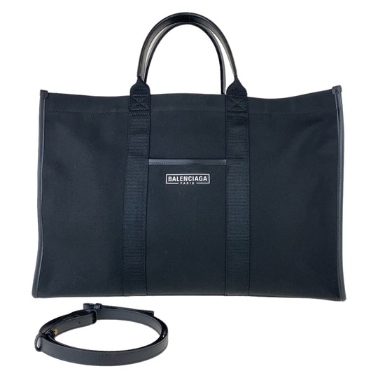 BALENCIAGA Tote Bag Canvas, Leather Black GoldMetal Tote Bag Shoulder Bag 2way hardware Large tote mens Used Authentic