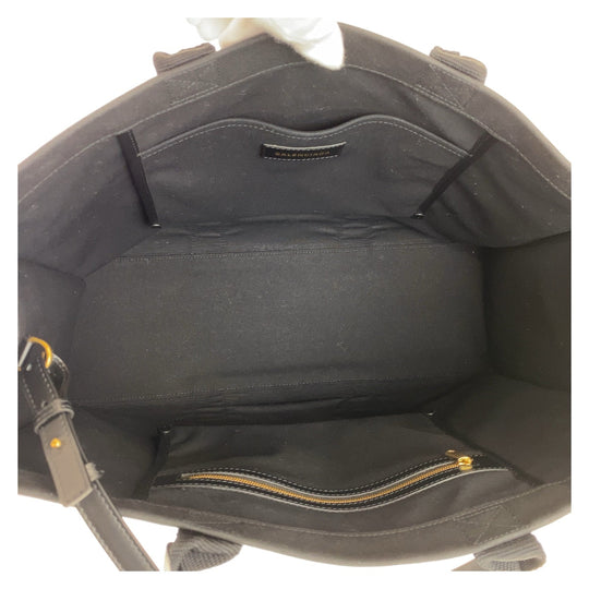 BALENCIAGA Tote Bag Canvas, Leather Black GoldMetal Tote Bag Shoulder Bag 2way hardware Large tote mens Used Authentic