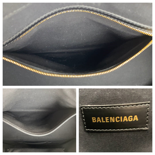 BALENCIAGA Tote Bag Canvas, Leather Black GoldMetal Tote Bag Shoulder Bag 2way hardware Large tote mens Used Authentic