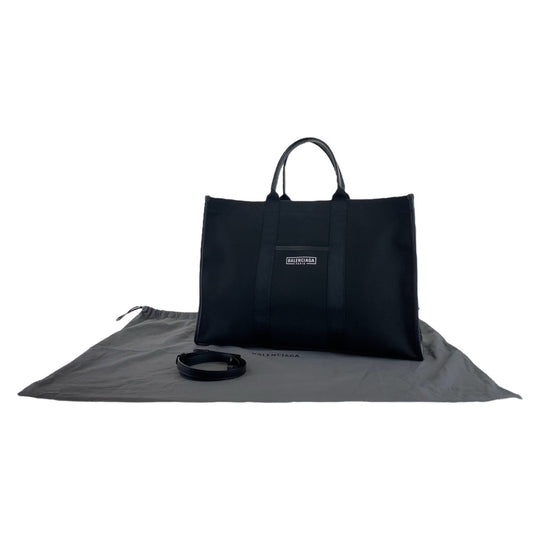 BALENCIAGA Tote Bag Canvas, Leather Black GoldMetal Tote Bag Shoulder Bag 2way hardware Large tote mens Used Authentic