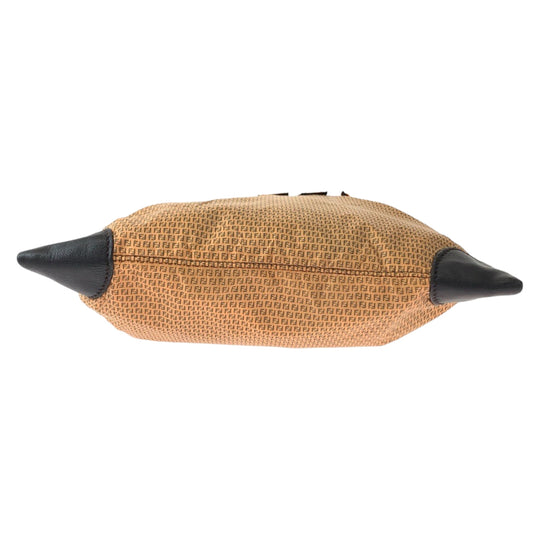FENDI Shoulder Bag 8BTI84 Nylon Brown Orange SilverMetal Shoulder Bag Crossbody Pochette ZucchinoPattern Women Used Authentic