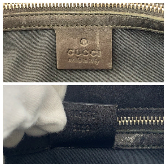 GUCCI Tote Bag 107757 GG canvas Black SilverMetal Tote Bag Shoulder Bag Women Used Authentic