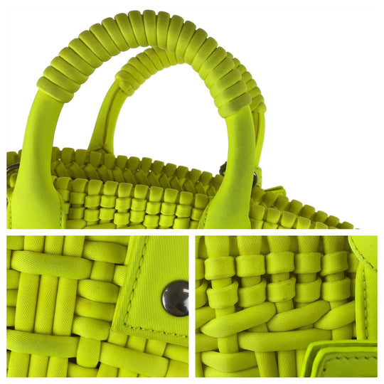 BALENCIAGA Shoulder Bag Nylon, Leather Neon Yellow SilverMetal Crossbody Shoulder Bag Handbag 2way Bistro XXS Women Used Authentic