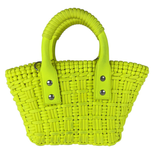 BALENCIAGA Shoulder Bag Nylon, Leather Neon Yellow SilverMetal Crossbody Shoulder Bag Handbag 2way Bistro XXS Women Used Authentic