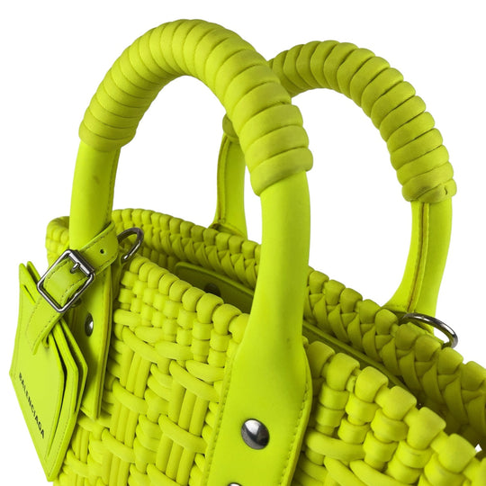 BALENCIAGA Shoulder Bag Nylon, Leather Neon Yellow SilverMetal Crossbody Shoulder Bag Handbag 2way Bistro XXS Women Used Authentic