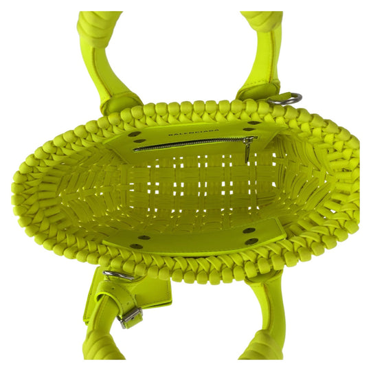 BALENCIAGA Shoulder Bag Nylon, Leather Neon Yellow SilverMetal Crossbody Shoulder Bag Handbag 2way Bistro XXS Women Used Authentic