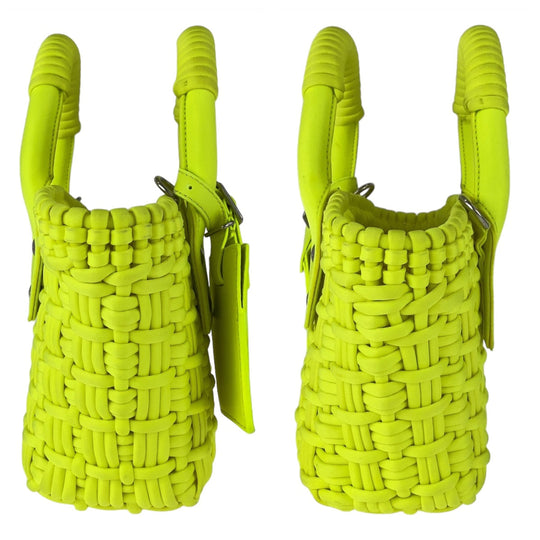 BALENCIAGA Shoulder Bag Nylon, Leather Neon Yellow SilverMetal Crossbody Shoulder Bag Handbag 2way Bistro XXS Women Used Authentic