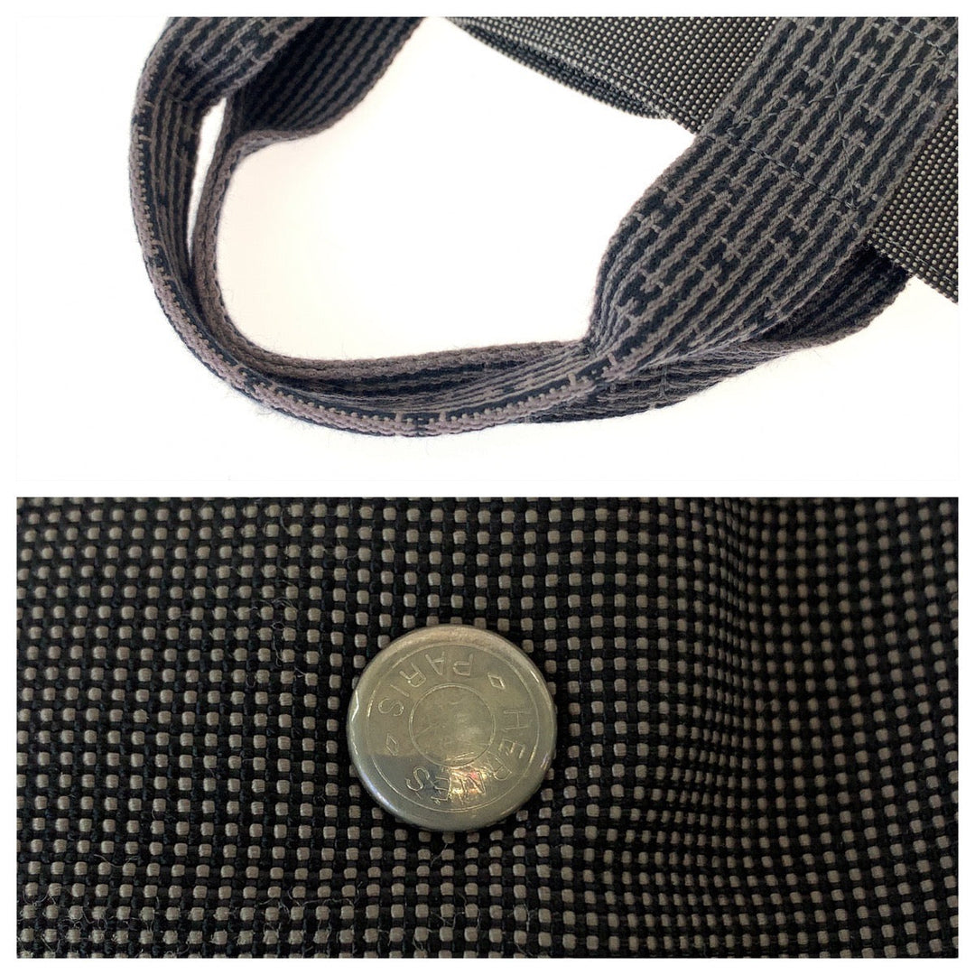 HERMES Tote Bag canvas Gray Navy SilverMetal Tote Bag Business bag Her LineMM Women Used Authentic