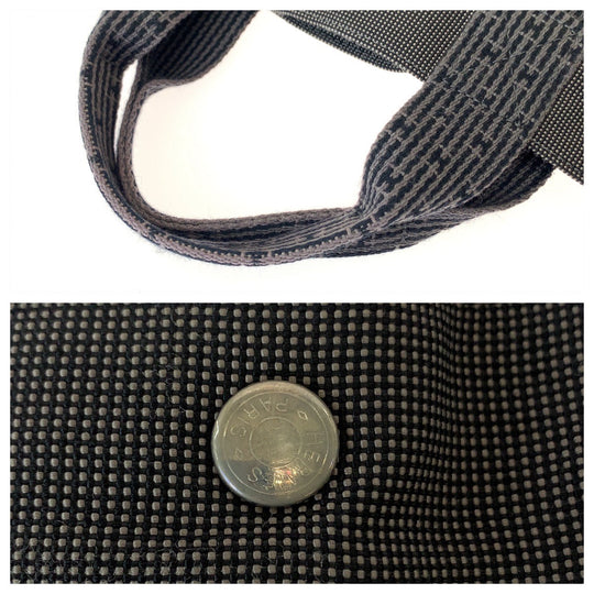 HERMES Tote Bag canvas Gray Navy SilverMetal Tote Bag Business bag Her LineMM Women Used Authentic