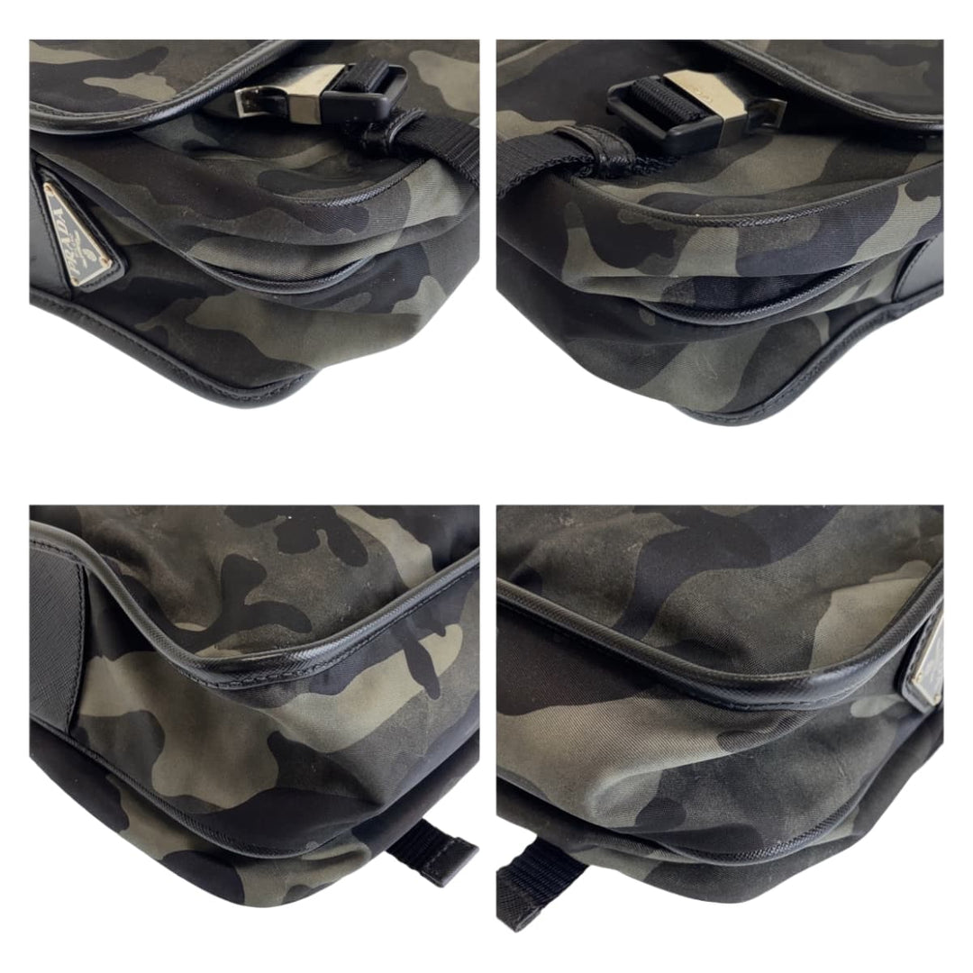 PRADA Shoulder Bag Nylon Camouflage Multicolor SilverMetal Crossbody Shoulder Bag Messenger Bag Test Triangle With logo mens Used Authentic