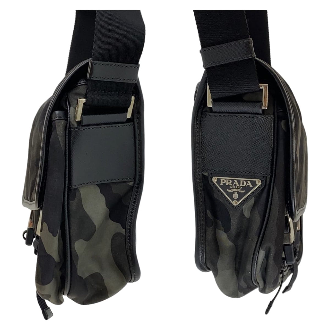 PRADA Shoulder Bag Nylon Camouflage Multicolor SilverMetal Crossbody Shoulder Bag Messenger Bag Test Triangle With logo mens Used Authentic