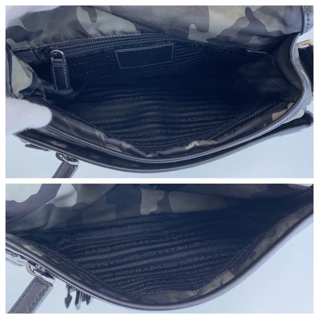 PRADA Shoulder Bag Nylon Camouflage Multicolor SilverMetal Crossbody Shoulder Bag Messenger Bag Test Triangle With logo mens Used Authentic