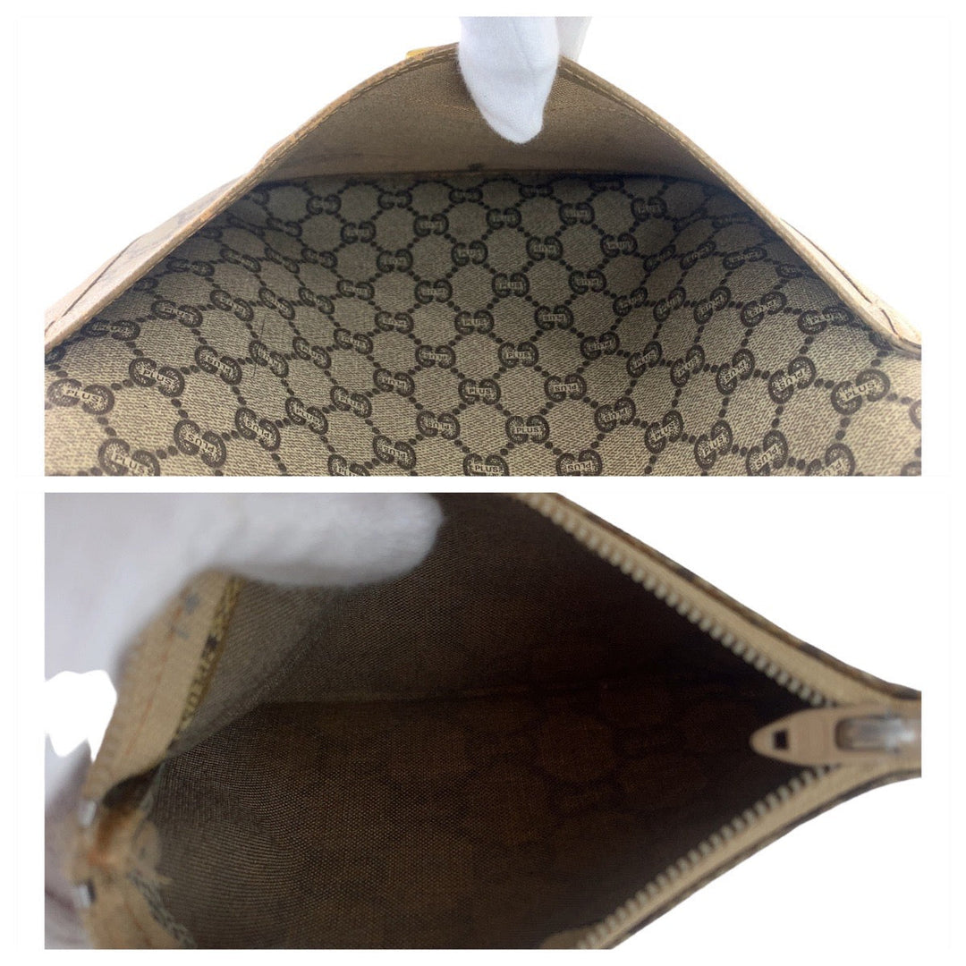 GUCCI Tote Bag GG Supreme canvas, leather Beige Gold Metal Tote Bag Shoulder Bag GG Plus Sherry Line GG Supreme Old Gucci Women Used Authentic