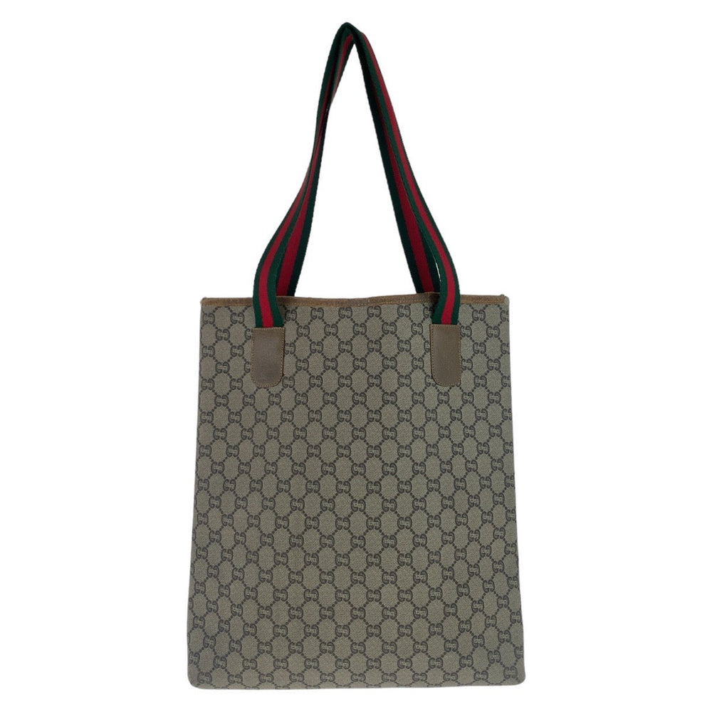 GUCCI Tote Bag GG Supreme canvas, leather Beige Gold Metal Tote Bag Shoulder Bag GG Plus Sherry Line GG Supreme Old Gucci Women Used Authentic