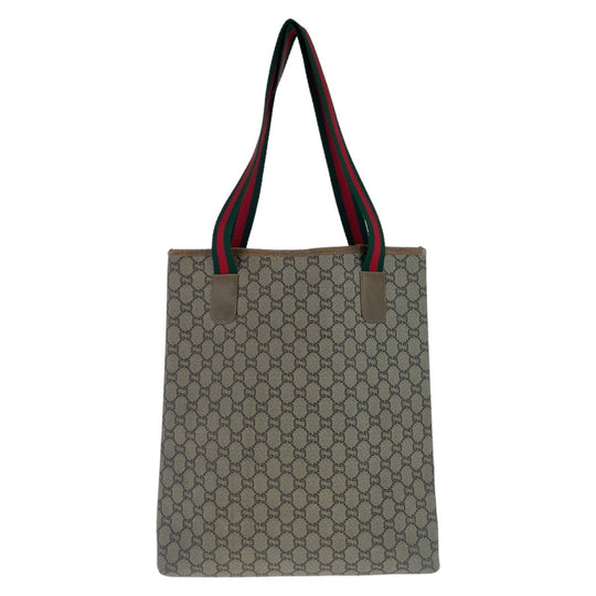 GUCCI Tote Bag GG Supreme canvas, leather Beige Gold Metal Tote Bag Shoulder Bag GG Plus Sherry Line GG Supreme Old Gucci Women Used Authentic