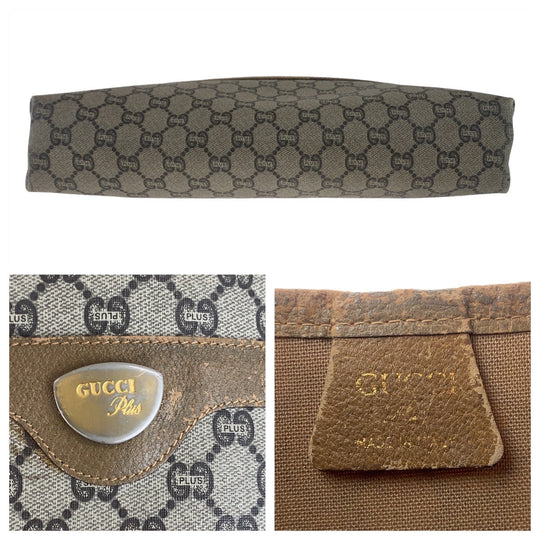GUCCI Tote Bag GG Supreme canvas, leather Beige Gold Metal Tote Bag Shoulder Bag GG Plus Sherry Line GG Supreme Old Gucci Women Used Authentic