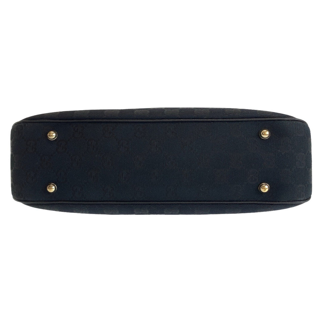 GUCCI Shoulder Bag 137379 GG canvas, leather Black GoldMetal Shoulder Bag handbag Bamboo GG pattern Women Used Authentic