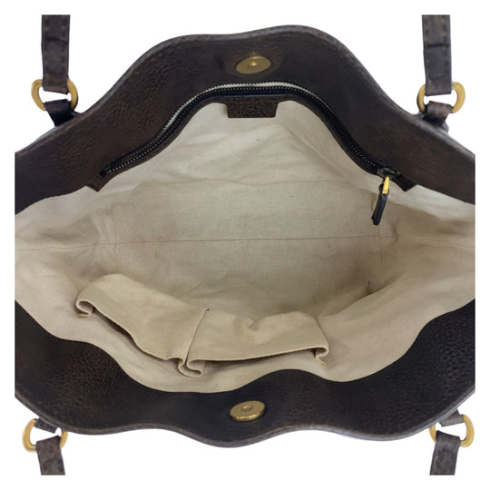 GUCCI Tote Bag 353125 GG canvas, leather Brown Gold Metal Tote Bag Shoulder Bag Handbag Bamboo Women Used Authentic