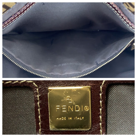 FENDI Shoulder Bag Coated canvas, leather Brown Gold Metal Shoulder Bag Zucchino Zucca Mamma Bucket Women Used Authentic