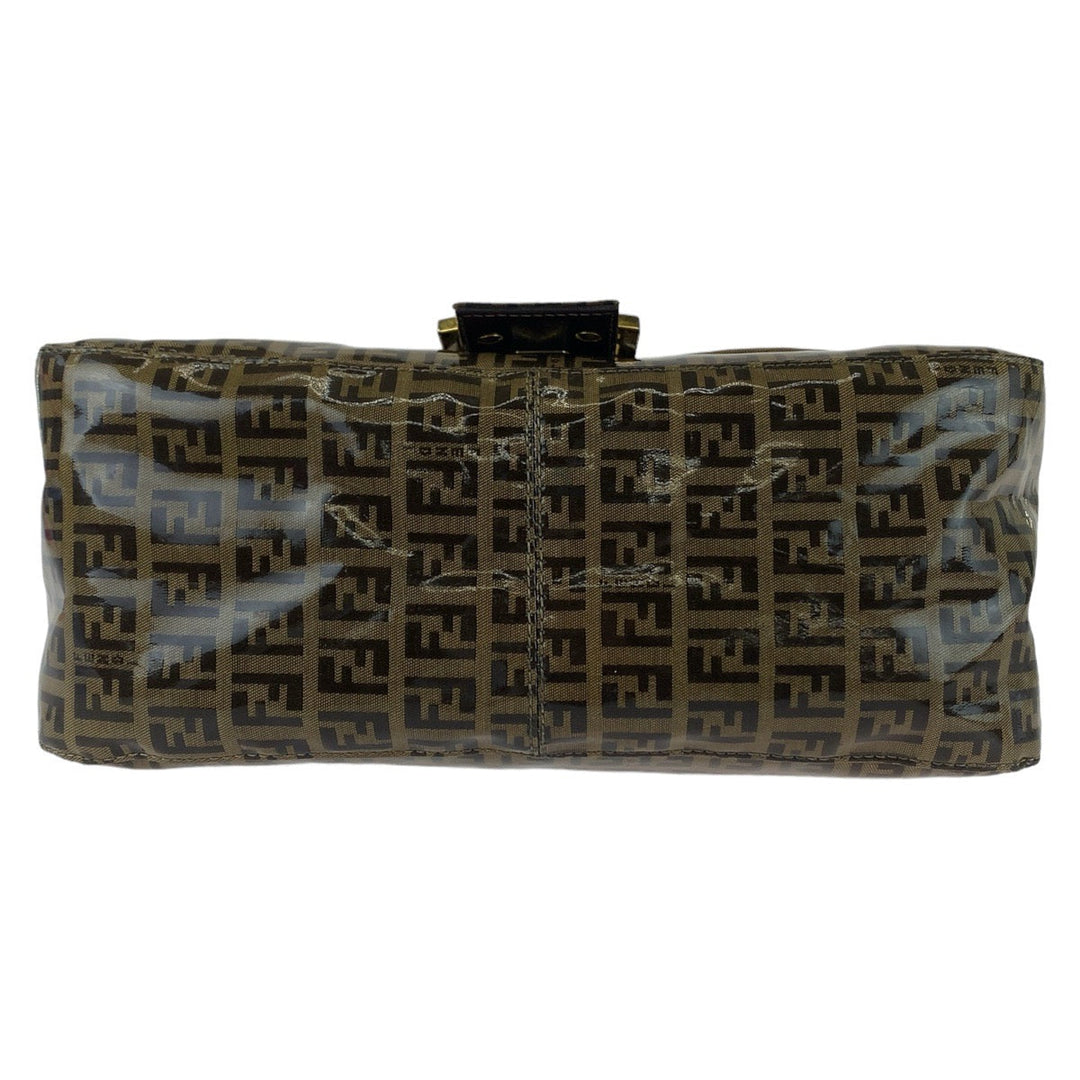 FENDI Shoulder Bag Coated canvas, leather Brown Gold Metal Shoulder Bag Zucchino Zucca Mamma Bucket Women Used Authentic