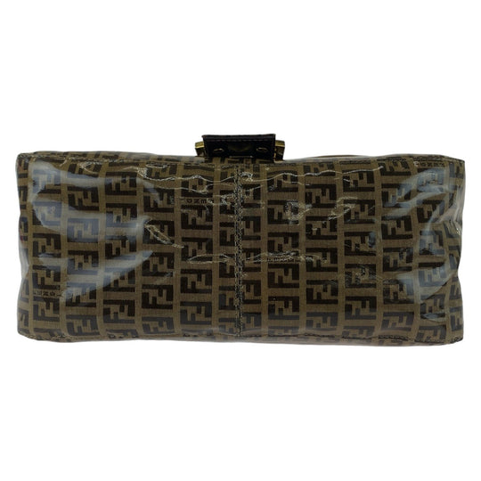 FENDI Shoulder Bag Coated canvas, leather Brown Gold Metal Shoulder Bag Zucchino Zucca Mamma Bucket Women Used Authentic