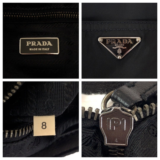 PRADA Shoulder Bag Nylon, Leather Black SilverMetal Crossbody Shoulder Bag Messenger Bag Test Triangle With logo mens Used Authentic