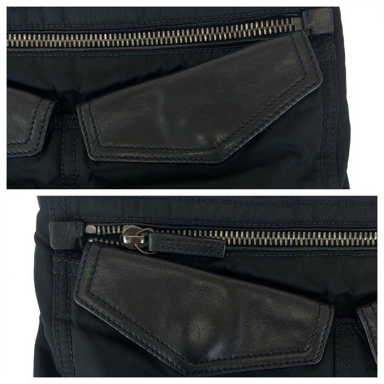 PRADA Shoulder Bag Nylon, Leather Black SilverMetal Crossbody Shoulder Bag Messenger Bag Test Triangle With logo mens Used Authentic
