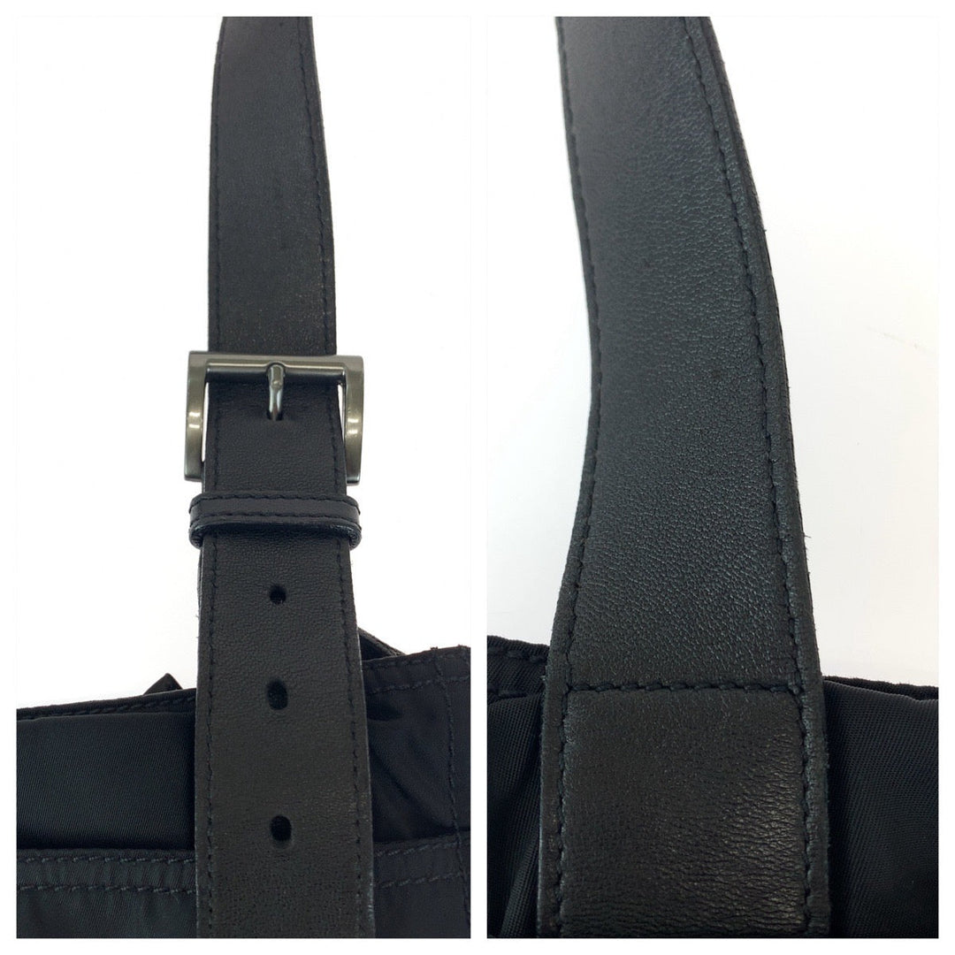 PRADA Shoulder Bag Nylon, Leather Black SilverMetal Crossbody Shoulder Bag Messenger Bag Test Triangle With logo mens Used Authentic