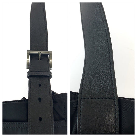 PRADA Shoulder Bag Nylon, Leather Black SilverMetal Crossbody Shoulder Bag Messenger Bag Test Triangle With logo mens Used Authentic