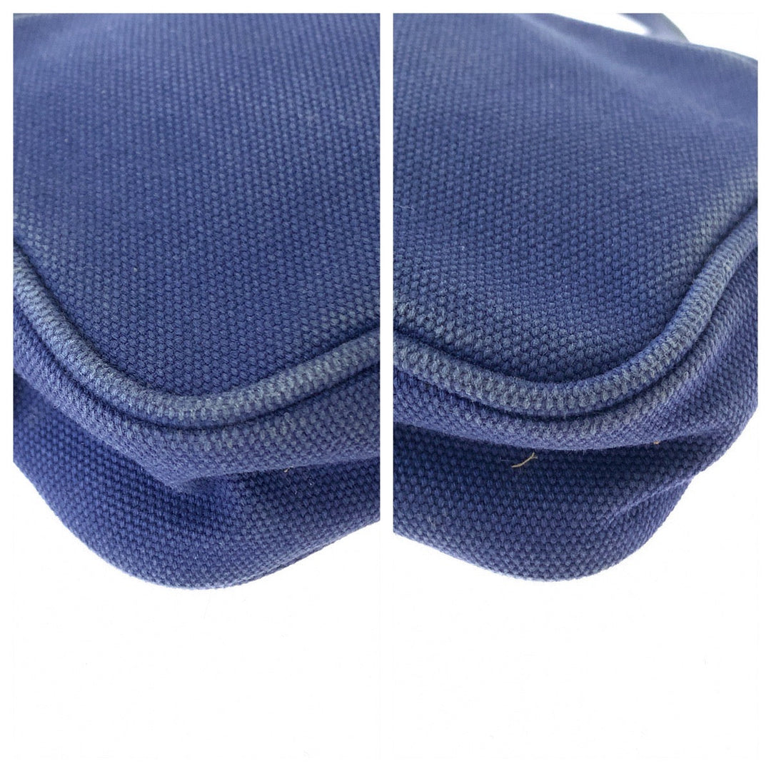 PRADA Handbag canvas Blue Silver Metal mini handbag accessory pouch Women Used Authentic