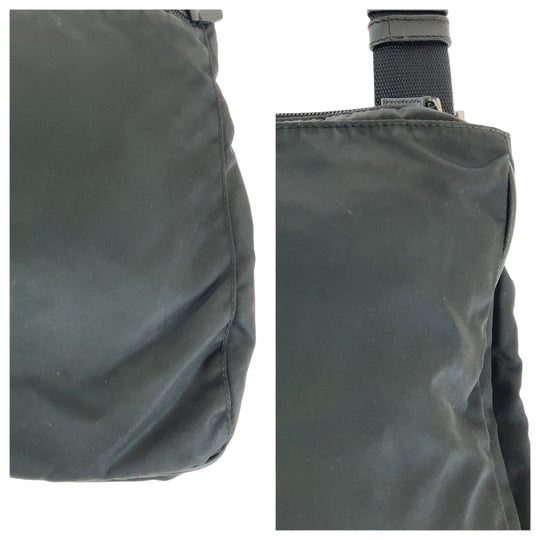 PRADA Shoulder Bag Nylon Black SilverMetal Crossbody Shoulder Bag Messenger Bag Test Triangle With logo mens Used Authentic