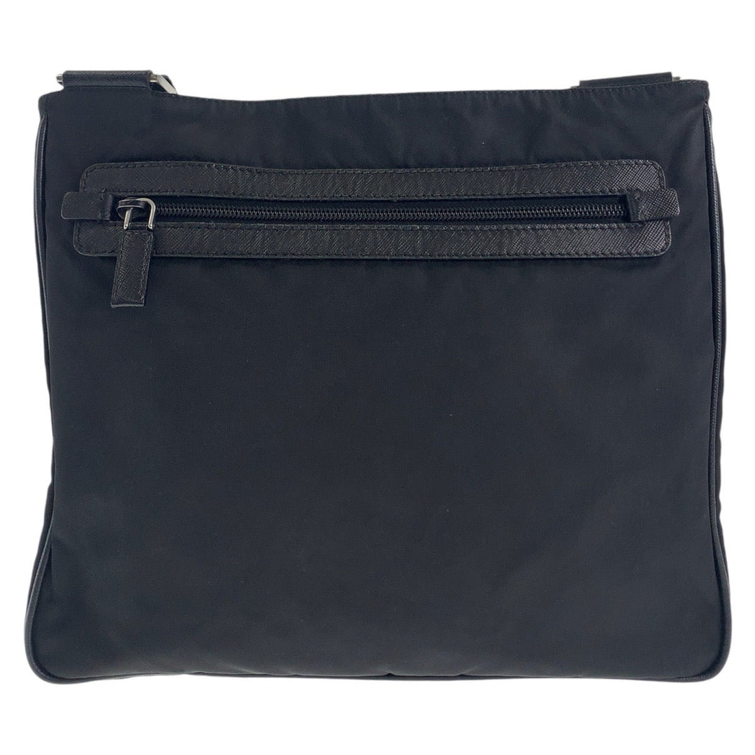 PRADA Shoulder Bag Nylon Black SilverMetal Crossbody Shoulder Bag Pochette Test Triangle With logo Women Used Authentic