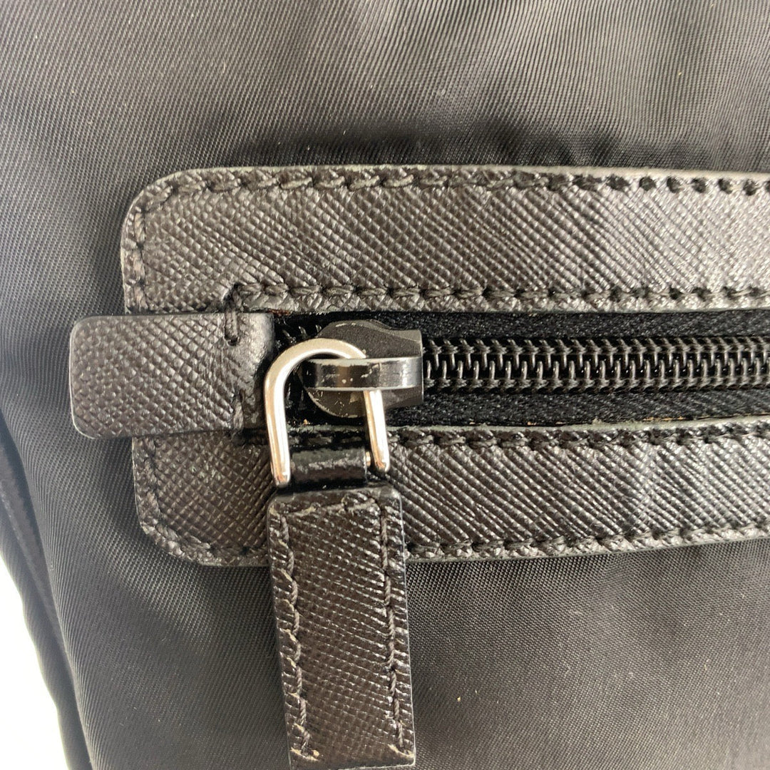 PRADA Shoulder Bag Nylon Black SilverMetal Crossbody Shoulder Bag Pochette Test Triangle With logo Women Used Authentic
