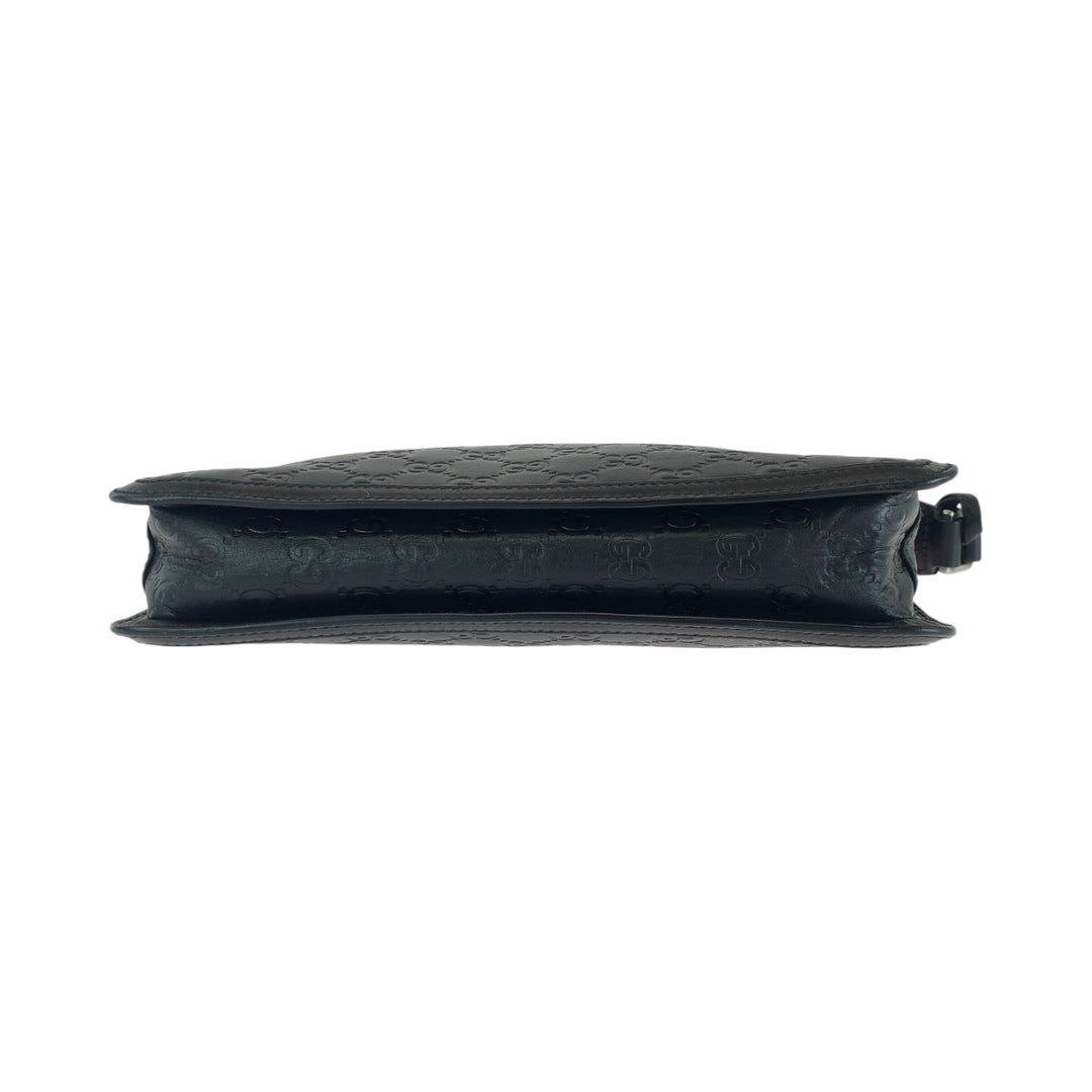GUCCI Clutch bag 152600 leather Black Silver Metal Clutch bag business bag Guccisima mens Used Authentic
